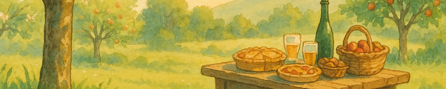 Table rustique sous un pommier en fleurs - Recettes sucrées